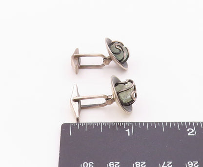 925 Sterling Silver  Vintage Wire Wrapped Quartz Round Cuff Links  TR1825