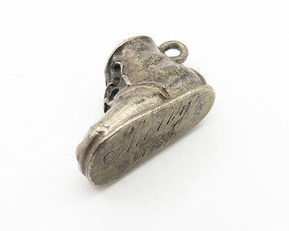 925 Sterling Silver  Vintage Antique Oxidized Laced Shoe Motif Pendant  PT8434