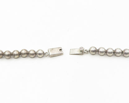 MEXICO 925 Silver  Vintage Heavy Graduated Beaded Chain Necklace  NE2923