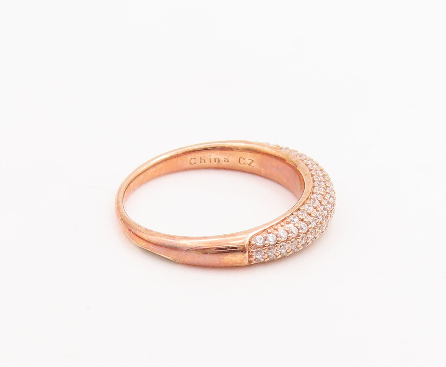 925 Sterling Silver Vintage Ring Rose Gold Plated CZ Inlay  Sz 7  RG29106
