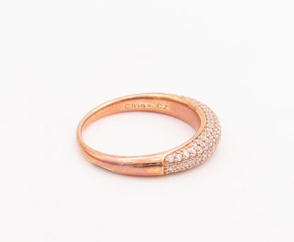 925 Sterling Silver Vintage Ring Rose Gold Plated CZ Inlay  Sz 7  RG29106