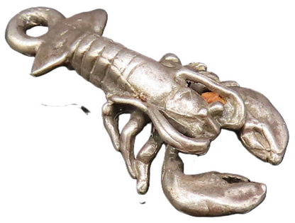 925 Sterling Silver  Vintage Minimalist Lobster Charm Pendant (MOVES)  PT21885