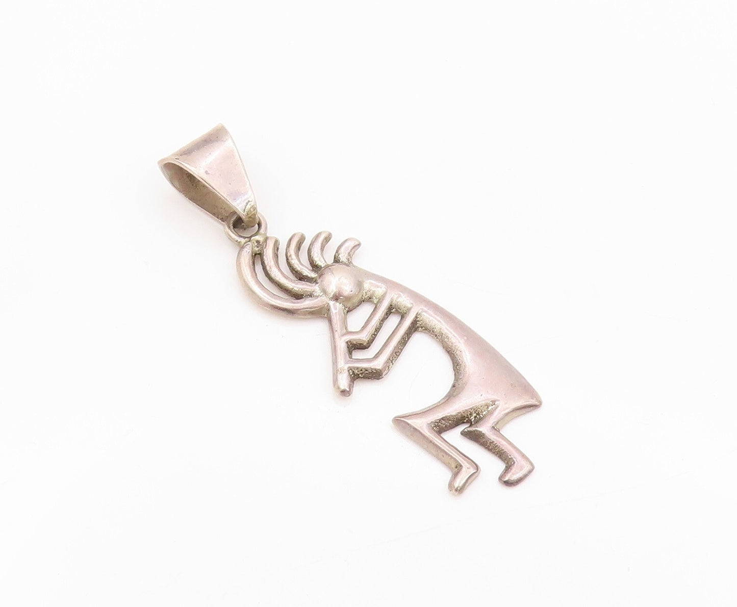 925 Sterling Silver Vintage Pendant NAVAJO ZUNI Tribal Man Playing Music PT23889