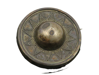 925 Sterling Silver  Vintage Antique Oxidized Etched Dome Brooch Pin  BP4473