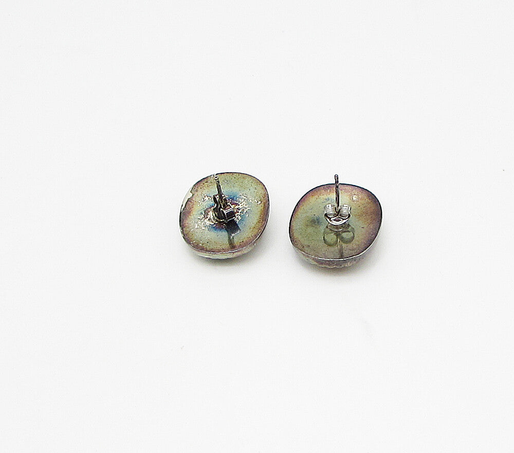 925 Sterling Silver  Vintage Carved Lines Oval Stud Earrings  EG1985