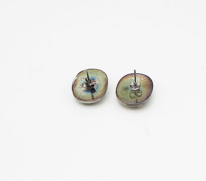 925 Sterling Silver  Vintage Carved Lines Oval Stud Earrings  EG1985