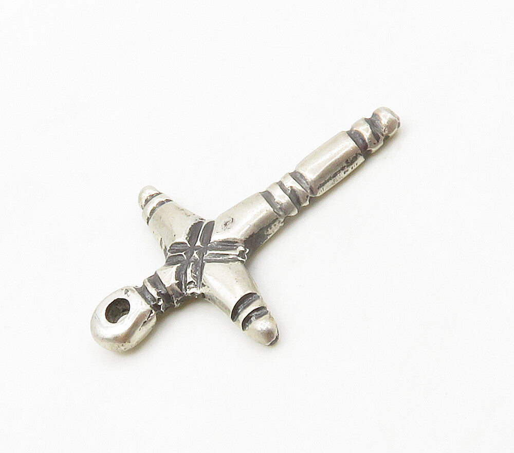 925 Sterling Silver  Vintage Petite Etched Religious Cross Pendant  PT13221