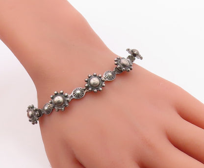 925 Sterling Silver Vintage Bracelet Classic Sunburst & Floral Chain  BT12137