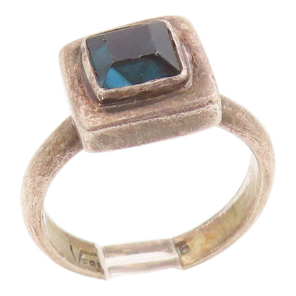 925 Sterling Silver Vintage Ring VERSANI London Blue Topaz Band  Sz 6.5  RG35723