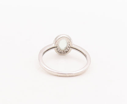 925 Sterling Silver Vintage Ring Minimalist Oval Cut Topaz  Sz 7  RG29413
