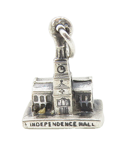 925 Sterling Silver Vintage Petite Independence Hall Drop Pendant PT7970