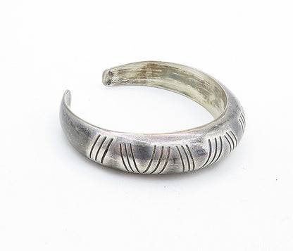 MEXICO 925 Sterling Silver  Vintage Patterned Hollow Dome Cuff Bracelet BT2664