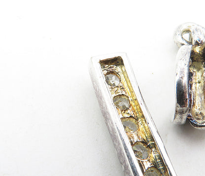 925 Sterling Silver  Vintage Cubic Zirconia U Initial Drop Pendant  PT6452