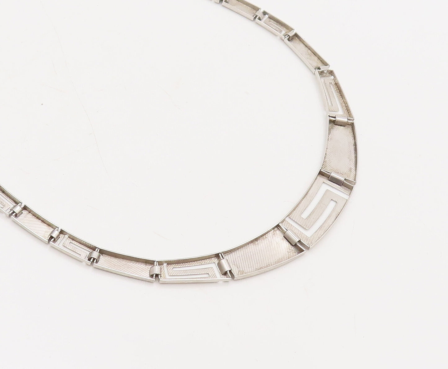 925 Silver  Vintage Brutalist Matt Finish Alternat Cutout Necklace  NE4154