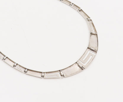 925 Silver  Vintage Brutalist Matt Finish Alternat Cutout Necklace  NE4154