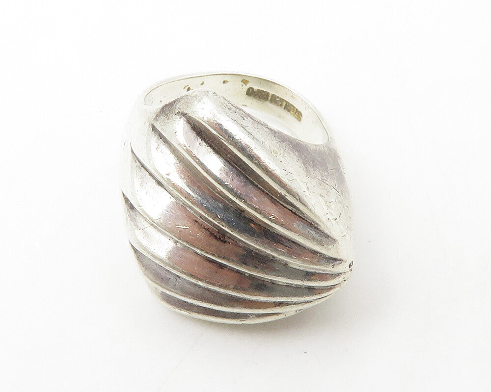 ESPO 925 Sterling Silver  Vintage Scalloped Shiny Band Ring Sz 6  RG13919