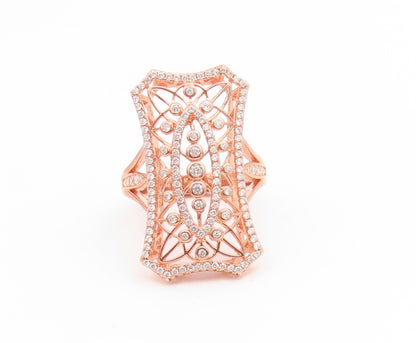 925 Sterling Silver Vintage Ring Gold Plated Topaz Openwork Band  Sz 7  RG35090
