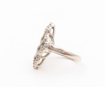 925 Sterling Silver Vintage Ring Modernist Cutout CZ Inlay Design  Sz 7  RG31777