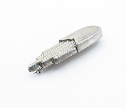 CHARLES KRYPELL 925 Silver  Vintage Dark Tone Fluted Design Brooch Pin  BP2671