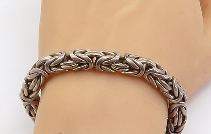 BALI 925 Silver  Vintage Dark Tone Byzantine Link Chain Bracelet  BT2470