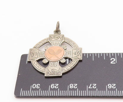 925 Sterling Silver Vintage Pendant ENGLAND 1929 Antique Tennis Cross  PT24855