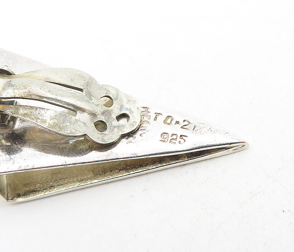 MEXICO 925 Silver   Vintage Modernist Design Non Pierce Drop Earrings  EG4406