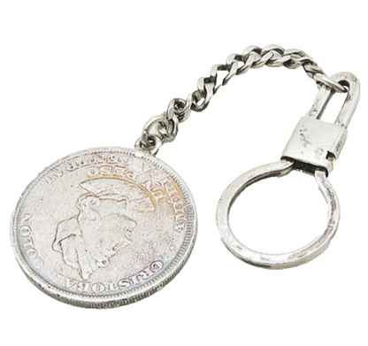 925 Sterling Silver  Vintage Shiny El Salvadorian Coin Key Chain  TR2632