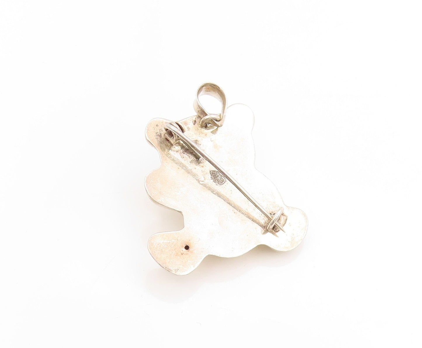925 Sterling Silver Vintage Brooch Minimalist Puffy Teddy Bear Charm Pin BP11925