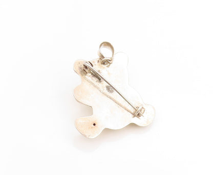 925 Sterling Silver Vintage Brooch Minimalist Puffy Teddy Bear Charm Pin BP11925
