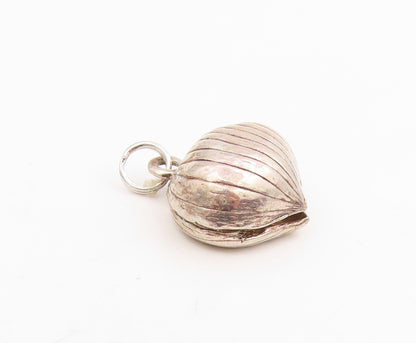 925 Sterling Silver Vintage Pendant Ribbed Puffy Nautical Seashell Charm PT25753