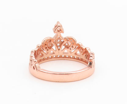 925 Sterling Silver Vintage Ring Gold Plated Topaz Princess Crown  Sz 7  RG35327