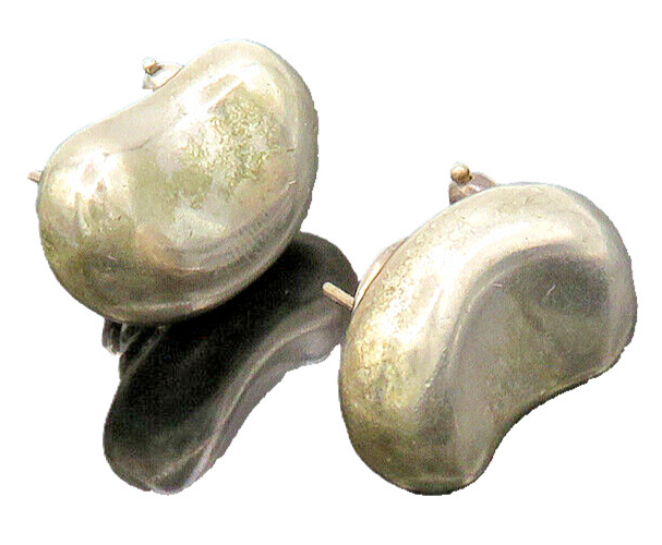 TIFFANY & CO. 925 Sterling Silver  Vintage Bean Shaped Drop Earrings  EG10091