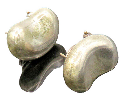 TIFFANY & CO. 925 Sterling Silver  Vintage Bean Shaped Drop Earrings  EG10091