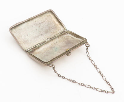 925 Sterling Silver Vintage Pill Box Large European Antique Etched Purse  TR3691