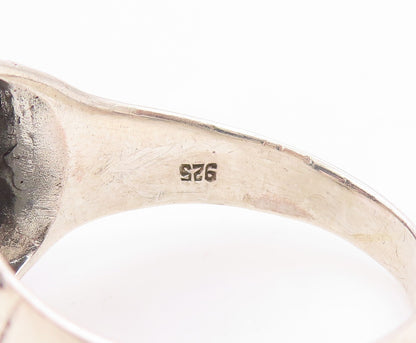 925 Sterling Silver Vintage Ring Carved Gothic Spiky Skull Band  Sz 15  RG36033