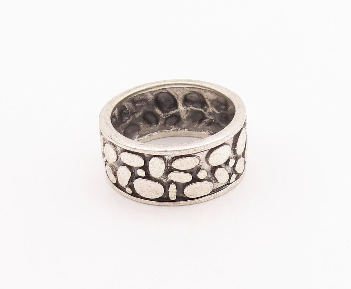 925 Sterling Silver Vintage Ring Minimalist Bubble Effect Etched  Sz 8  RG28652
