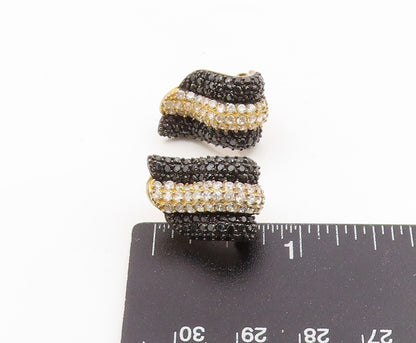 925 Sterling Silver Vintage Earrings Gold Plated Spinel & CZ Cluster  EG14191