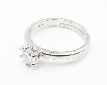 925 Sterling Silver  Round Cut Cubic Zirconia Solitaire Ring Sz 6  RG10283
