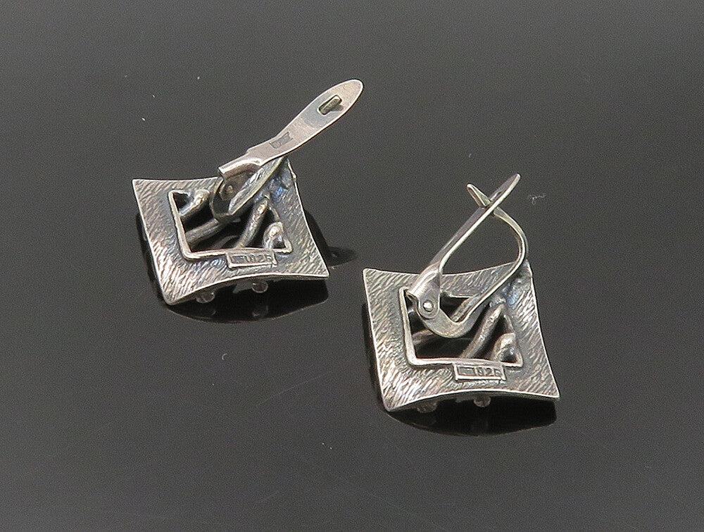 EUROPEAN 925 Sterling Silver  Vintage Shiny Textured Drop Earrings  EG11560