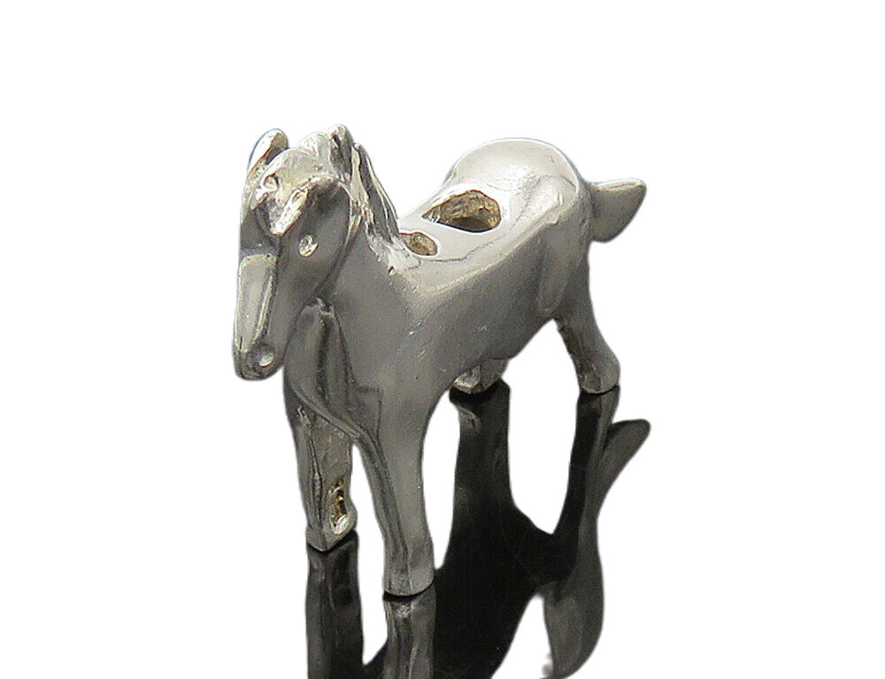 925 Sterling Silver  Vintage Shiny Polished Horse Motif Pendant  PT13457