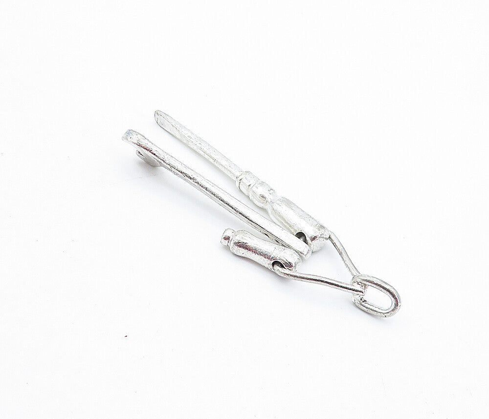 925 Sterling Silver  Vintage Shiny Wrench & Screw Driver Drop Pendant  PT3837
