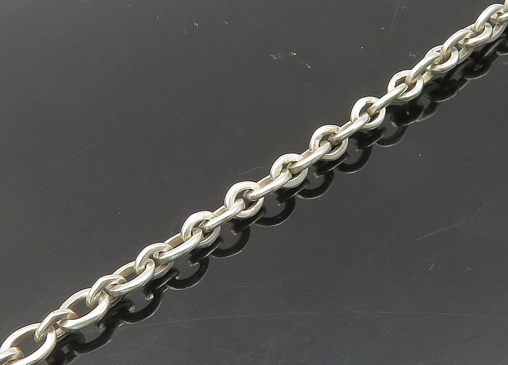 LOIS HILL 925 Silver  Vintage Shiny Woven Swirl Border Chain Necklace  NE3519