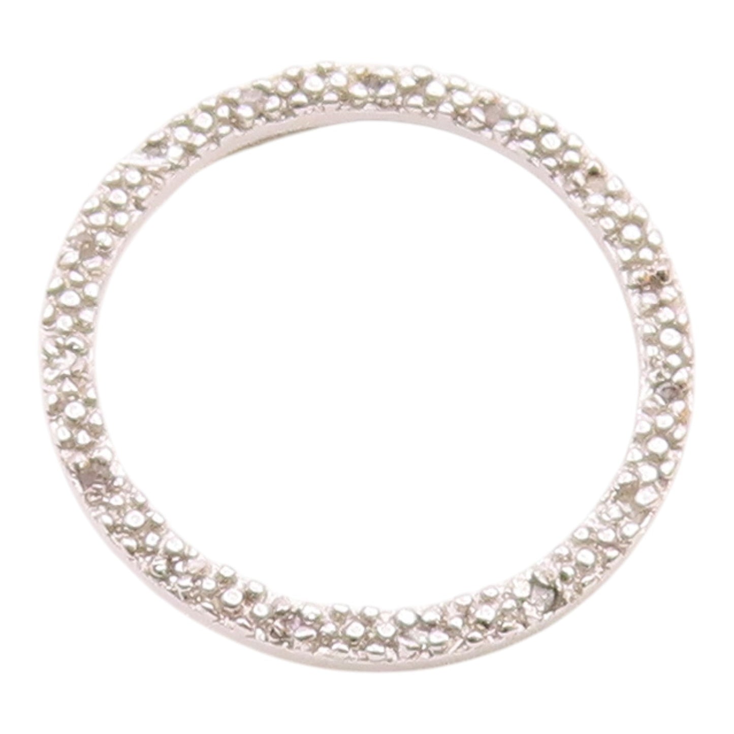 925 Sterling Silver  Vintage Genuine Diamonds Open Circle Pendant  PT15683