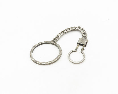 925 Sterling Silver  Vintage Dark Tone Open Circle Curb Link Key Chain  TR2407