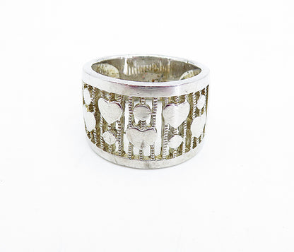 925 Sterling Silver Love Hearts Twist Design Shiny Band Ring Sz 8 RG4115