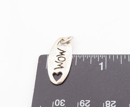 925 Sterling Silver Vintage Pendant Engraved Mom Dual Love Heart Cut Out PT24875