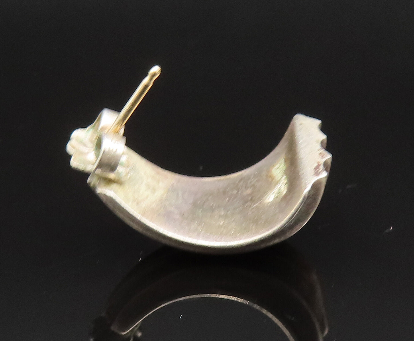 14K GOLD & 925 Silver  Vintage Minimalist Ribbed Curved Earrings  EG11836