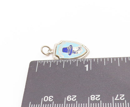 925 Sterling Silver Vintage Pendant Enameled Massachusetts Pilgrim Hat PT25021