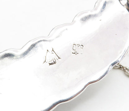 ISRAEL 925 Silver  Vintage Shiny Hollow Fluted V Shape Chain Necklace  NE1751