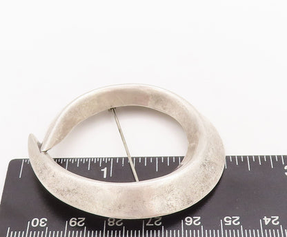 925 Sterling Silver Vintage Brooch Pin LESTER KISH Designer Cutout 'O'  BP11068